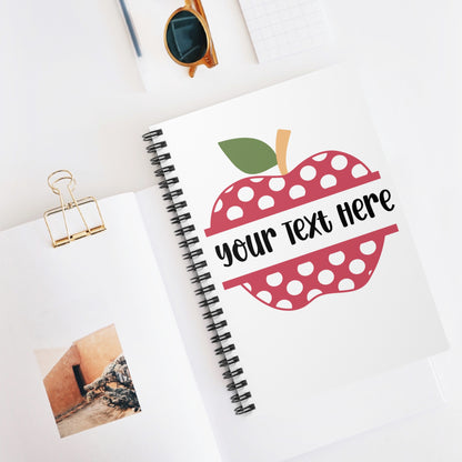 Personalized Apple Spiral Notebook, Teacher Gift, Back to School Supplies, Custom Journal, Kids Notebook, Fun Stationery