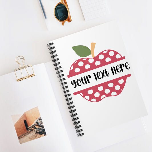Personalized Apple Spiral Notebook, Teacher Gift, Back to School Supplies, Custom Journal, Kids Notebook, Fun Stationery