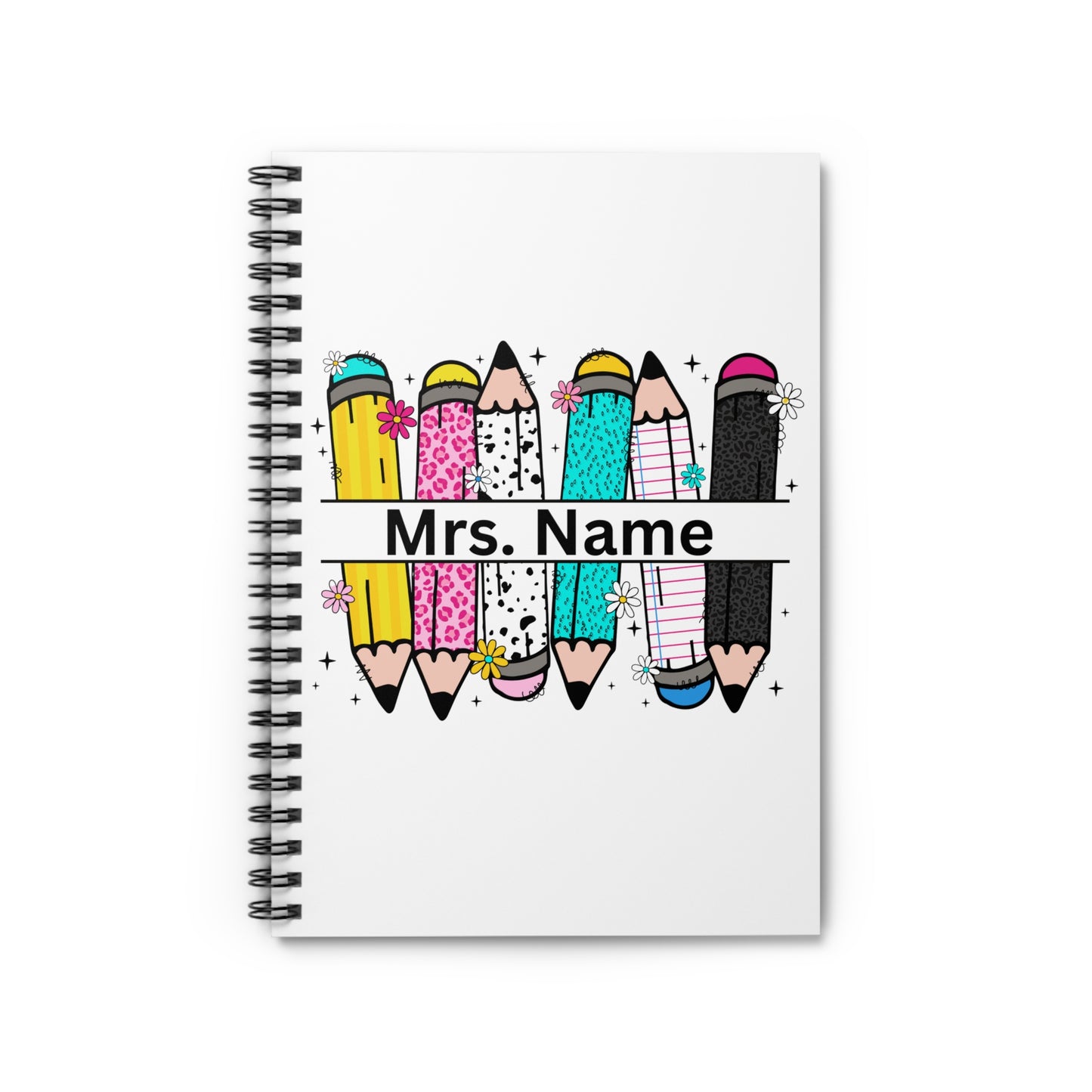 Personalized Teacher Spiral Notebook with Colorful Pencils, Cute Notebook for Back to School, Custom Classroom Gift, Fun Stationery, [...]