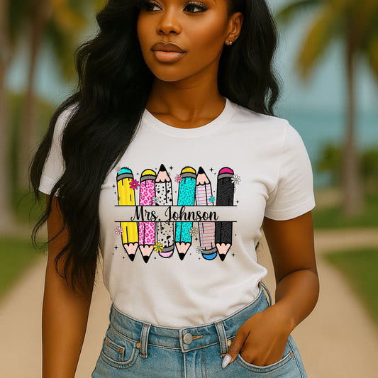 Personalized Teacher T-Shirt, Personalized Gift for Educators, Back to School Apparel, Fun Classroom Shirt, Teacher Appreciation