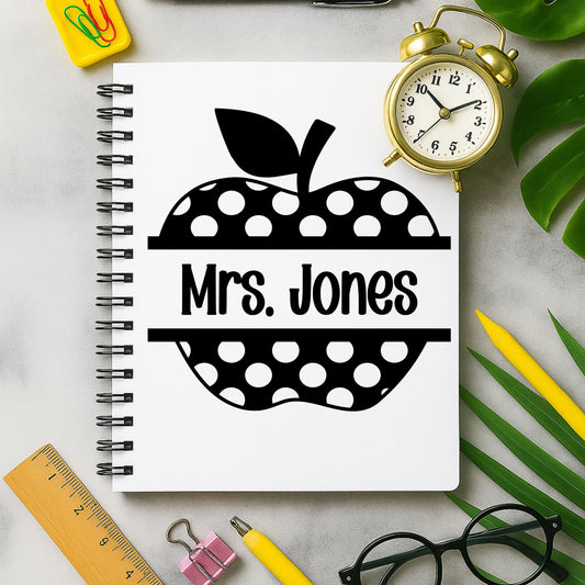 Personalized Teacher Notebook, Cute Apple Design, Back to School Gift, Classroom Organization, Custom Stationery, Gift for Educators