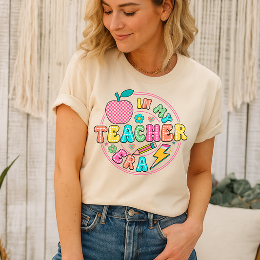 In My Teacher Era Tee, Fun Teacher Gift, Back to School Shirt, Classroom Style, Educational Humor Apparel