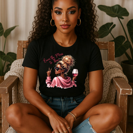 Drama-Free Graphic Tee, Chic Wine Lover Tee, Stylish Graphic Shirt, Gift for Her, Funny Quote T-Shirt, Everyday Fashion, Summer Casual Wear