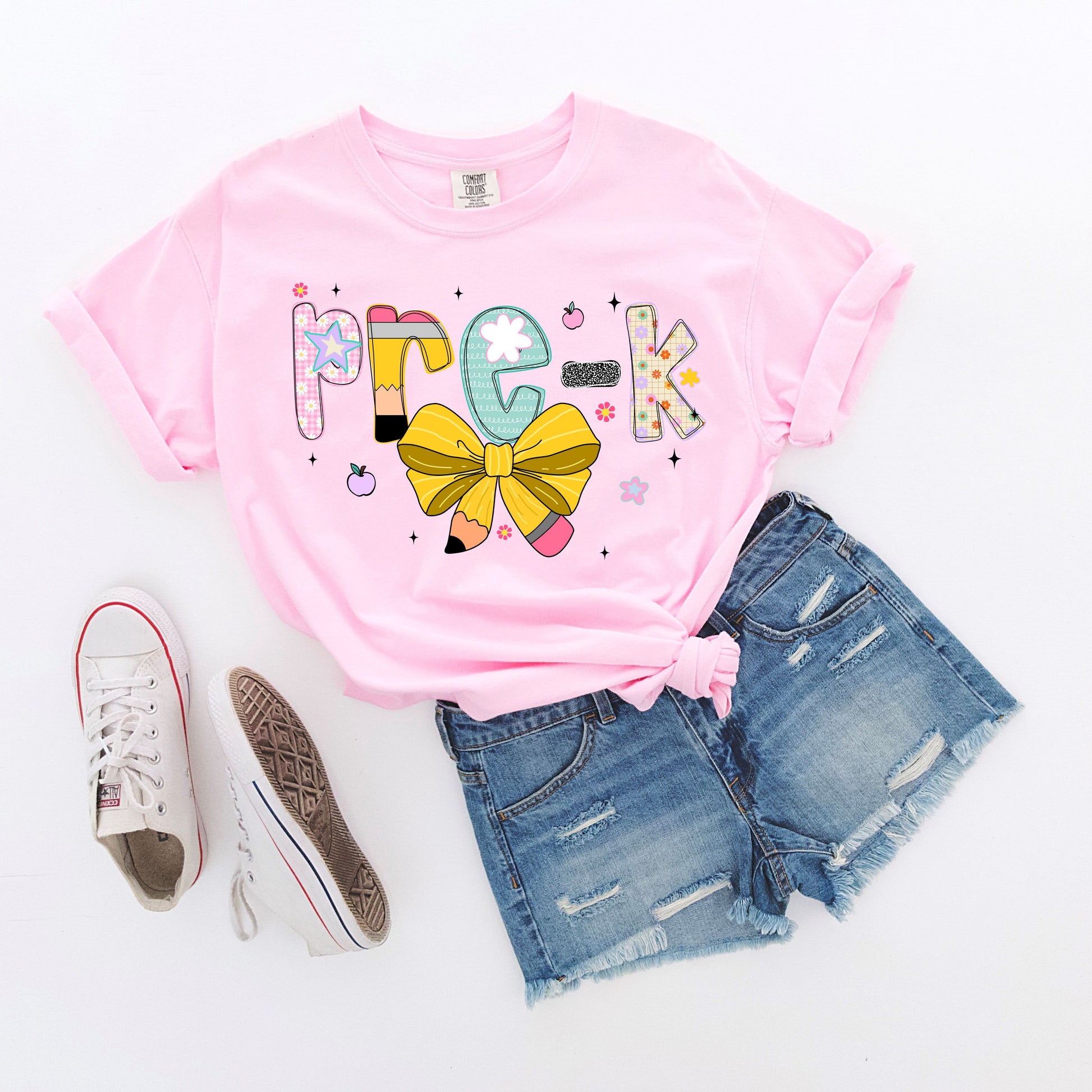 Pink pre-k-5th grade teacher/kid tshirt design with bow, back to school, teacher gift, personalized 